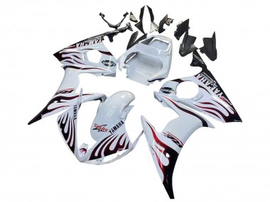 2006-2009 White with Dark Black Flame Yamaha YZF R6S Motorcycle Fairings Canada