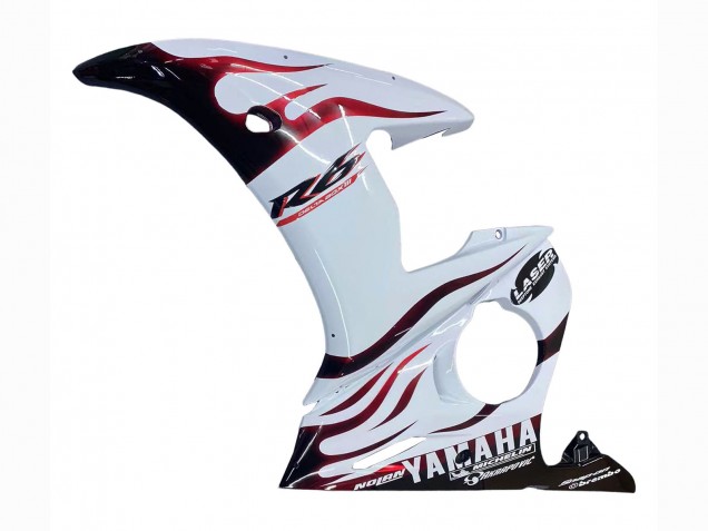2006-2009 White with Dark Black Flame Yamaha YZF R6S Motorcycle Fairings Canada