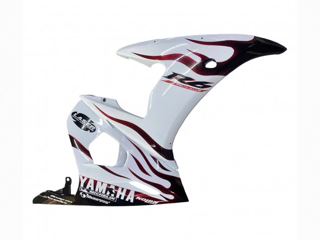 2006-2009 White with Dark Black Flame Yamaha YZF R6S Motorcycle Fairings Canada