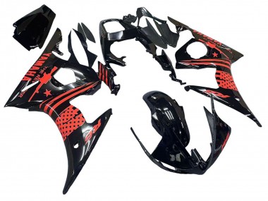 2003-2004 Glossy Black Red Yamaha YZF R6 Motorcycle Fairing Canada