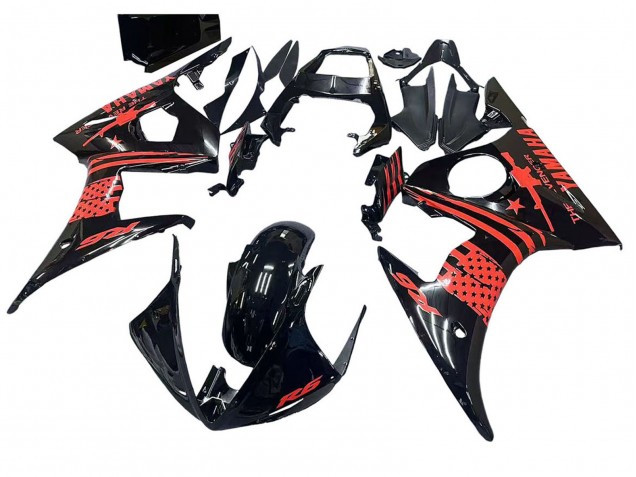 2003-2004 Glossy Black Red Yamaha YZF R6 Motorcycle Fairing Canada