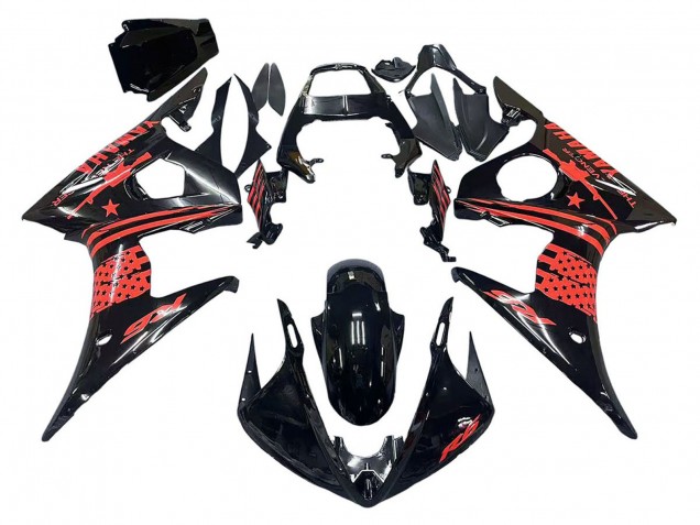 2003-2004 Glossy Black Red Yamaha YZF R6 Motorcycle Fairing Canada