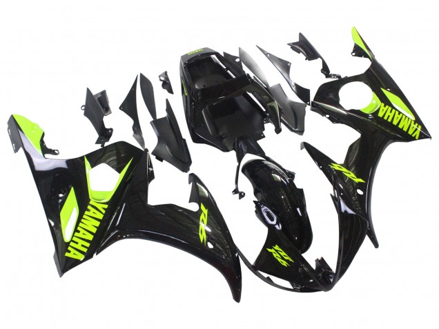 2003-2004 Glossy Black Neon Yellow Yamaha YZF R6 Motorcycle Fairings Canada