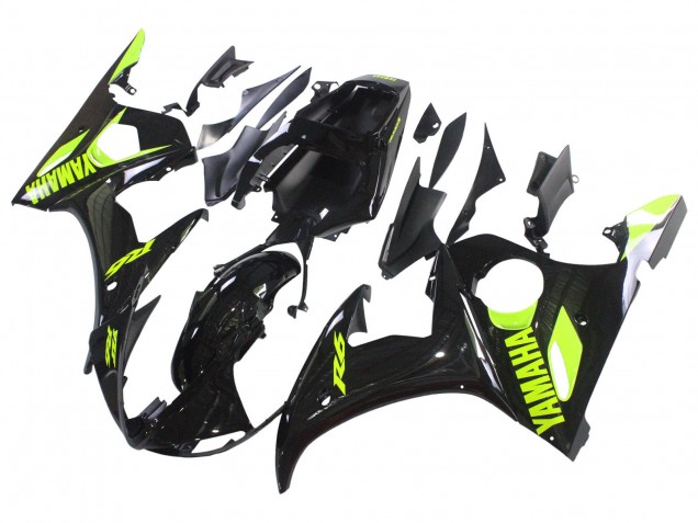2003-2004 Glossy Black Neon Yellow Yamaha YZF R6 Motorcycle Fairings Canada