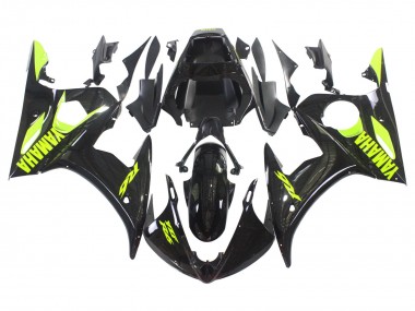 2003-2004 Glossy Black Neon Yellow Yamaha YZF R6 Motorcycle Fairings Canada