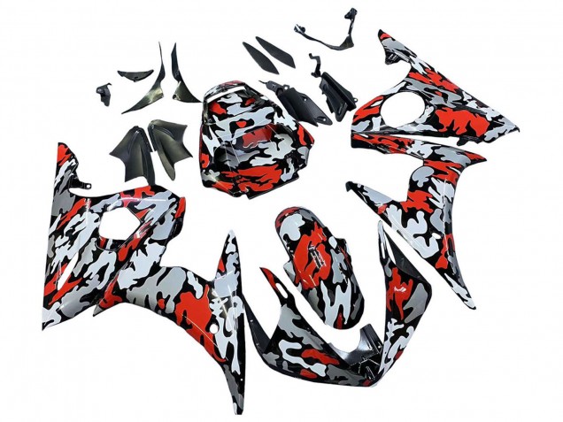 2003-2004 Black Red Grey Camouflage Yamaha YZF R6 Motorcycle Fairings Canada