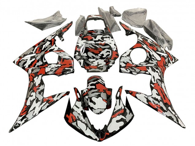 2003-2004 Black Red Grey Camouflage Yamaha YZF R6 Motorcycle Fairings Canada