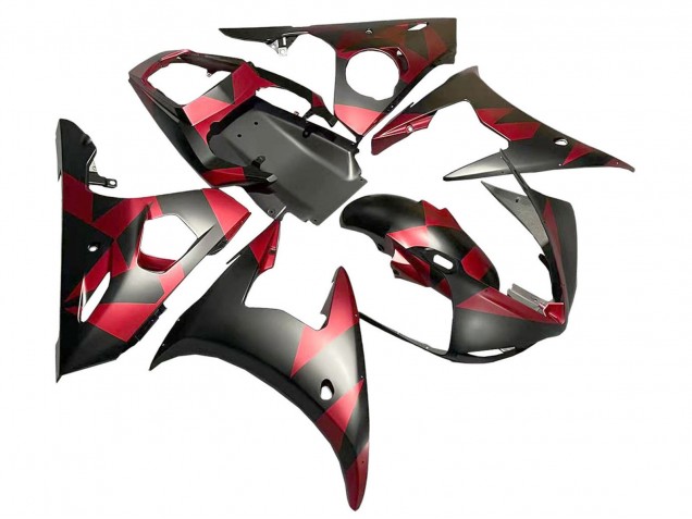2005 Matte Black Red Geometric Yamaha YZF 600 R6 Motorcycle Fairings Canada