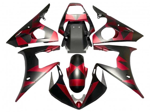 2005 Matte Black Red Geometric Yamaha YZF 600 R6 Motorcycle Fairings Canada