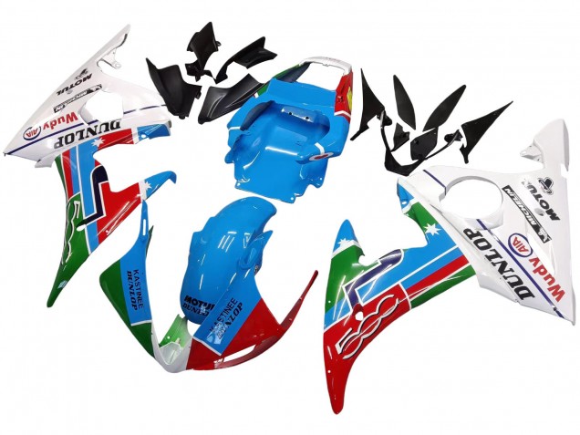 2005 Light Blue White Green Red Kastinee Dunlop Motul Yamaha YZF 600 R6 Motorcycle Fairings Canada