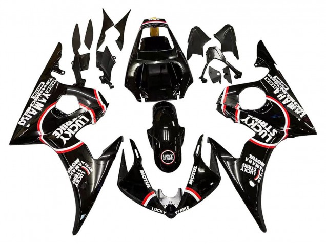 2005 Glossy Black White Lucky Strike Motul Yamaha YZF 600 R6 Motorcycle Fairings Canada