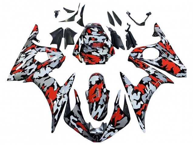 2005 Black Red Grey Camouflage Yamaha YZF 600 R6 Motorcycle Fairings Canada