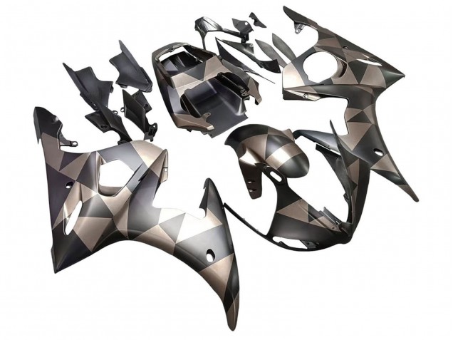 2005 Matte Black Grey Geometric Yamaha YZF 600 R6 Motorcycle Fairings Canada
