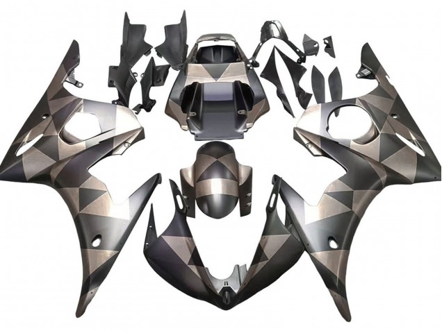 2005 Matte Black Grey Geometric Yamaha YZF 600 R6 Motorcycle Fairings Canada
