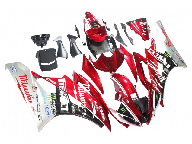 2006-2007 White Red Black Green Monster Milwaukee Yamaha YZF 600 R6 Motorcycle Fairings Canada