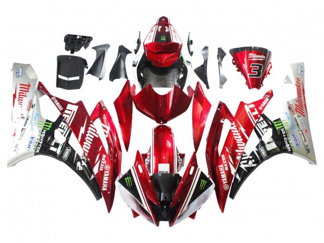2006-2007 White Red Black Green Monster Milwaukee Yamaha YZF 600 R6 Motorcycle Fairings Canada