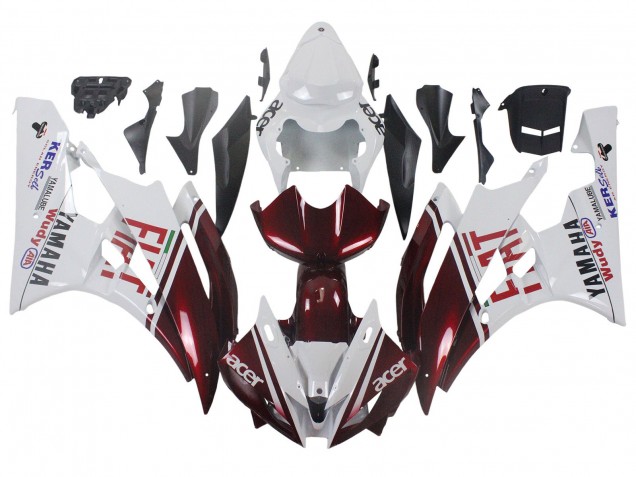 2006-2007 White Maroon Red Fiat Acer Yamalube Yamaha YZF 600 R6 Motorcycle Fairings Canada