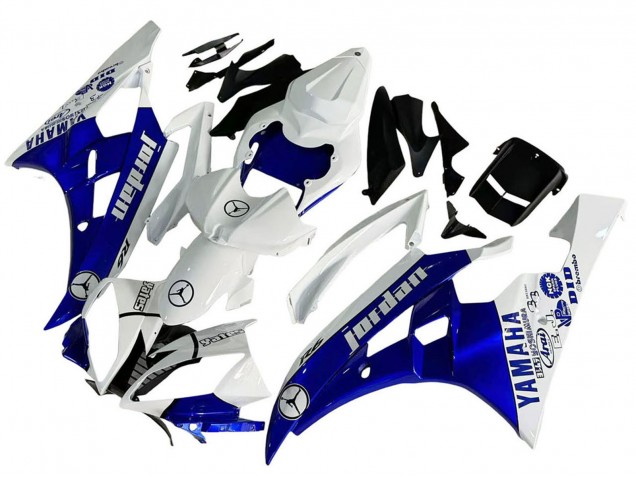 2006-2007 White Blue Jordan Yamaha YZF 600 R6 Motorcycle Fairings Canada