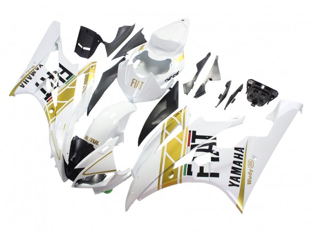 2006-2007 White Gold Black Fiat Yamaha YZF 600 R6 Motorcycle Fairings Canada