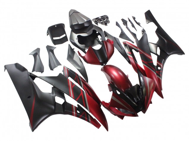 2006-2007 Red Matte Black Yamaha YZF 600 R6 Motorcycle Fairings Canada