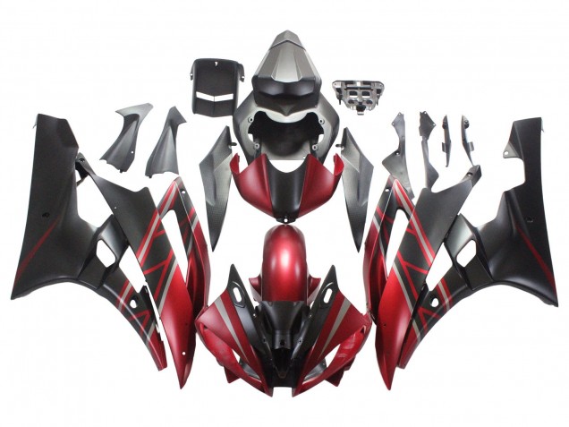 2006-2007 Red Matte Black Yamaha YZF 600 R6 Motorcycle Fairings Canada