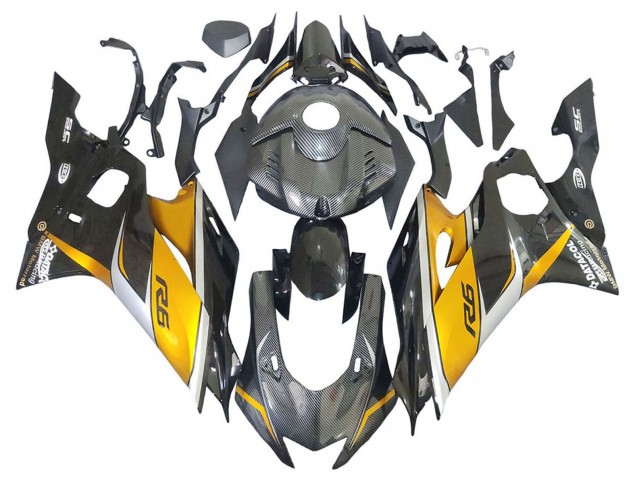 2017-2023 Gold Black Carbon Fiber Yamaha YZF 600 R6 Motorcycle Fairings Canada