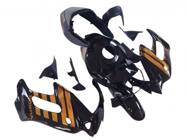 1997-2005 Glossy Black Gold Honda VTR1000F Motorcycle Fairings Canada