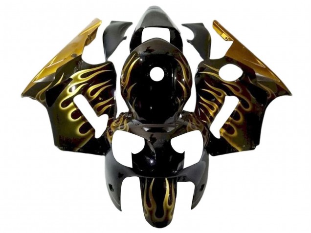 2000-2001 Glossy Black Gold Flame Kawasaki ZX12R Motorcycle Fairings Canada