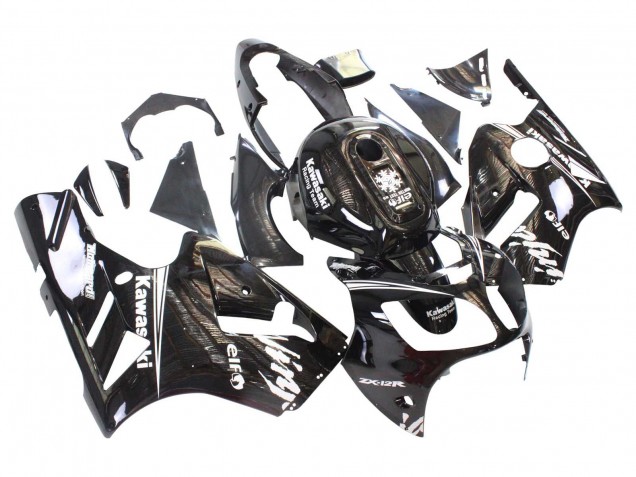 2000-2001 Glossy Black White Elf Snow Kawasaki ZX12R Motorcycle Fairings Canada