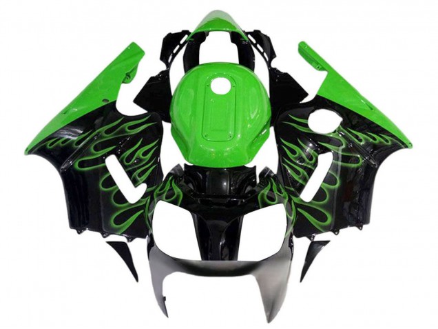 2002-2006 Glossy Black Green Flame Kawasaki ZX12R Motorcycle Fairings Canada