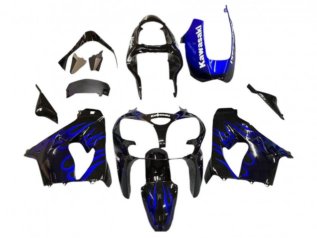 2000-2001 Glossy Black Blue Flame White Kawasaki ZX9R Motorcycle Fairings Canada