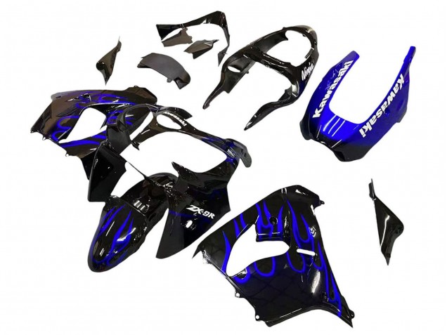 2000-2001 Glossy Black Blue Flame White Kawasaki ZX9R Motorcycle Fairings Canada