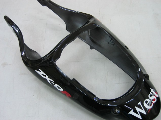 2000-2001 Glossy Black White West Kawasaki ZX9R Motorcycle Fairings Canada