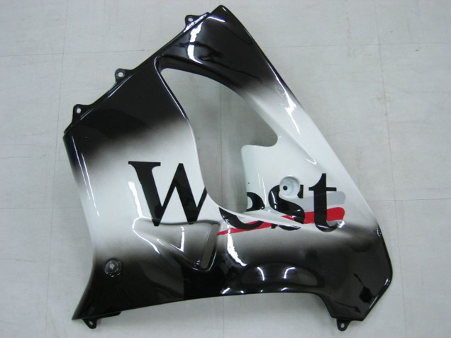 2000-2001 Glossy Black White West Kawasaki ZX9R Motorcycle Fairings Canada