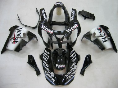2000-2001 Glossy Black White West Kawasaki ZX9R Motorcycle Fairings Canada