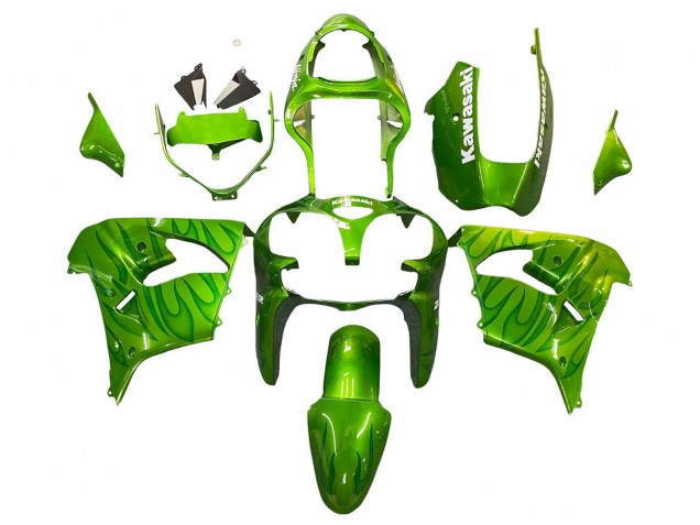 2000-2001 Green Flame Kawasaki ZX9R Motorcycle Fairings Canada