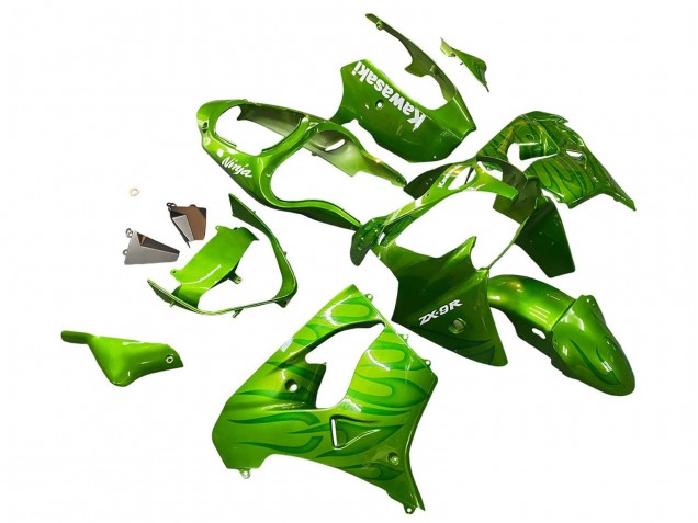 2000-2001 Green Flame Kawasaki ZX9R Motorcycle Fairings Canada
