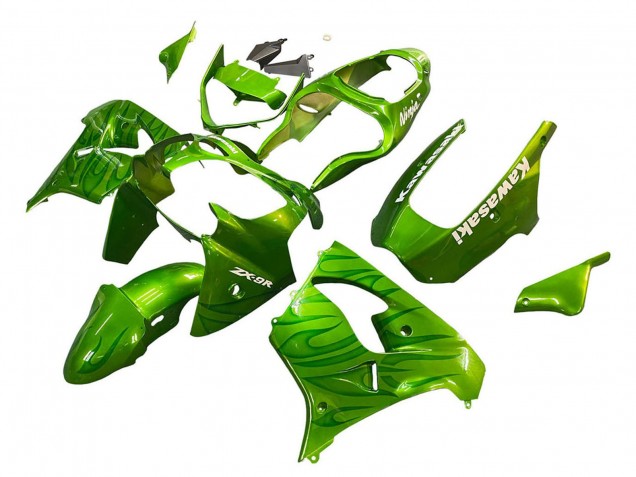 2000-2001 Green Flame Kawasaki ZX9R Motorcycle Fairings Canada