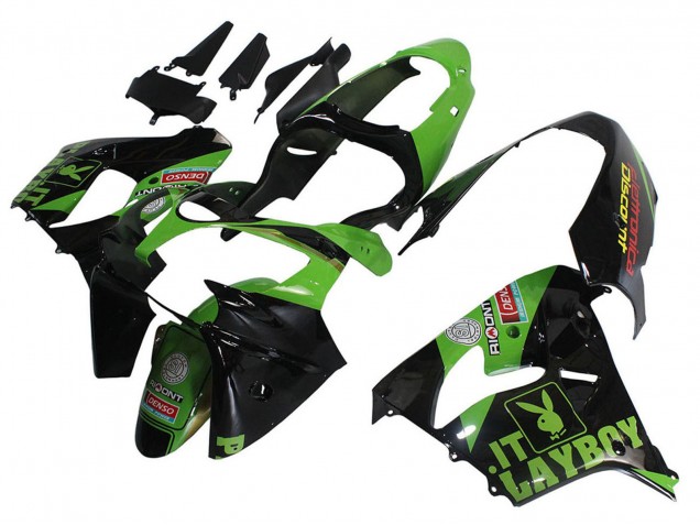 2000-2001 Green Black Playboy DENSO Kawasaki ZX9R Motorcycle Fairings Canada