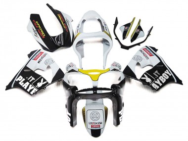 2000-2001 White Yellow Glossy Black Playboy Kawasaki ZX9R Motorcycle Fairings Canada