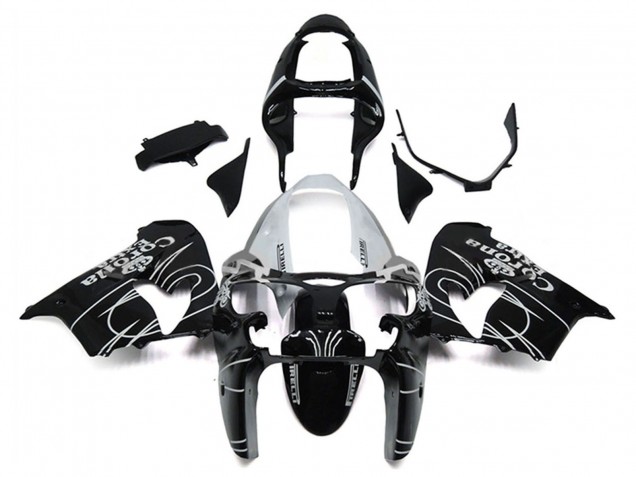 2000-2001 Glossy Black White Corona Extra Kawasaki ZX9R Motorcycle Fairings Canada