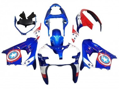 2000-2001 Blue Red Captain America Star Kawasaki ZX9R Motorcycle Fairings Canada