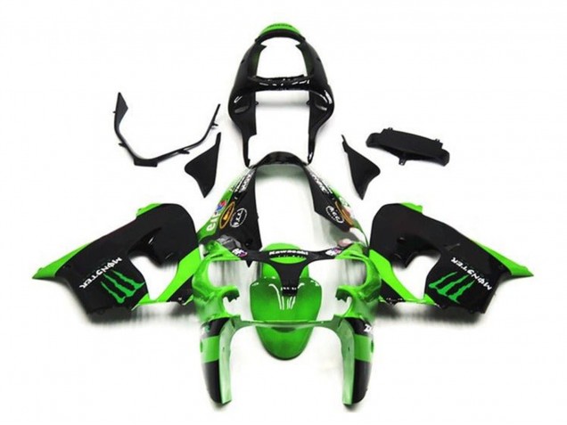 2002-2003 Green Black Monster Kawasaki ZX9R Motorcycle Fairings Canada
