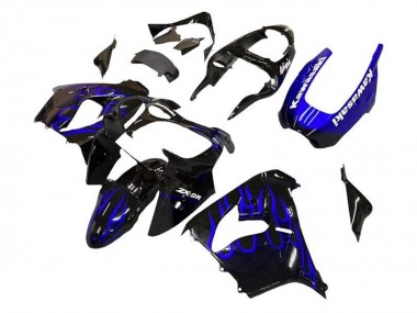 2002-2003 Black White with Blue Flame Kawasaki ZX9R Motorcycle Fairings Canada