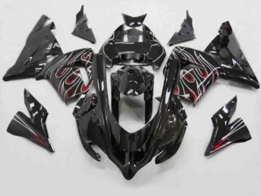 2004-2005 Black Red White Flame Kawasaki ZX10R Motorcycle Fairings Canada