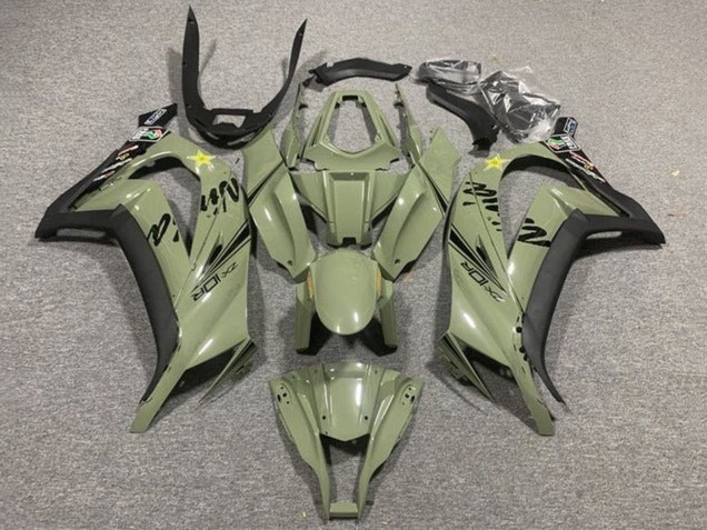2011-2015 Dark Army Green Black Yellow Star Kawasaki ZX10R Motorcycle Fairings Canada