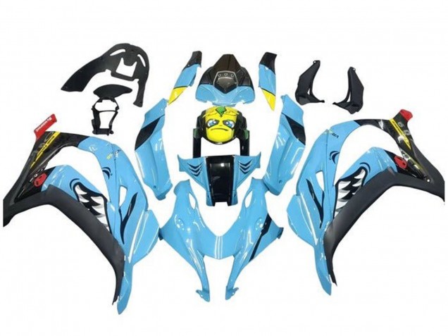 2016-2020 Light Blue Yellow Shark Kawasaki ZX10R Motorcycle Fairings Canada