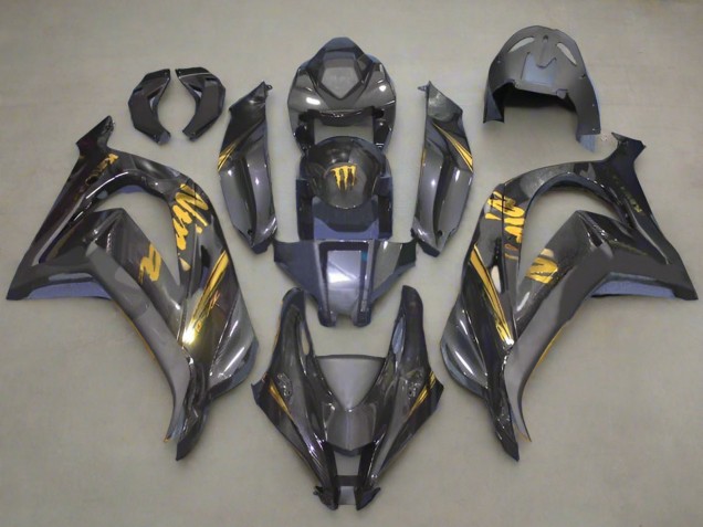 2016-2020 Faux Carbon Fiber Gold Kawasaki ZX10R Motorcycle Fairings Canada