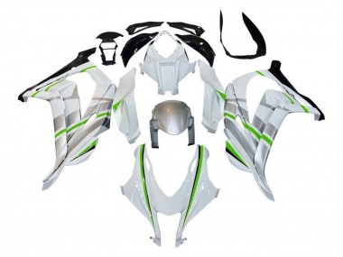 2016-2020 White Silver Green Stripe Kawasaki ZX10R Motorcycle Fairings Canada