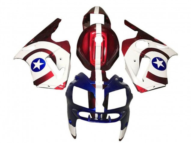2000-2001 Candy Red White Blue Captain America Kawasaki ZX12R Motorcycle Fairings Canada